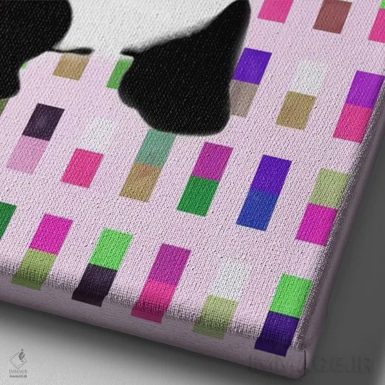 تابلو پاندای مسلح نقطهای اسیدی اثر هنرمند ناشناس - نمای نزدیک بافت بوم