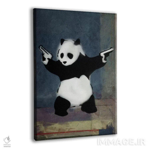 تابلو پاندای مسلح مربع آبی اثر هنرمند ناشناس - نمای پرسپکتیو محصول