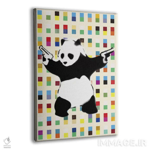 تابلو پاندای مسلح نقطهای روشن اثر هنرمند ناشناس - نمای پرسپکتیو محصول