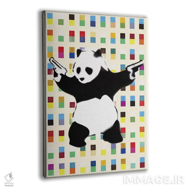 تابلو پاندای مسلح نقطهای روشن اثر هنرمند ناشناس - نمای پرسپکتیو محصول