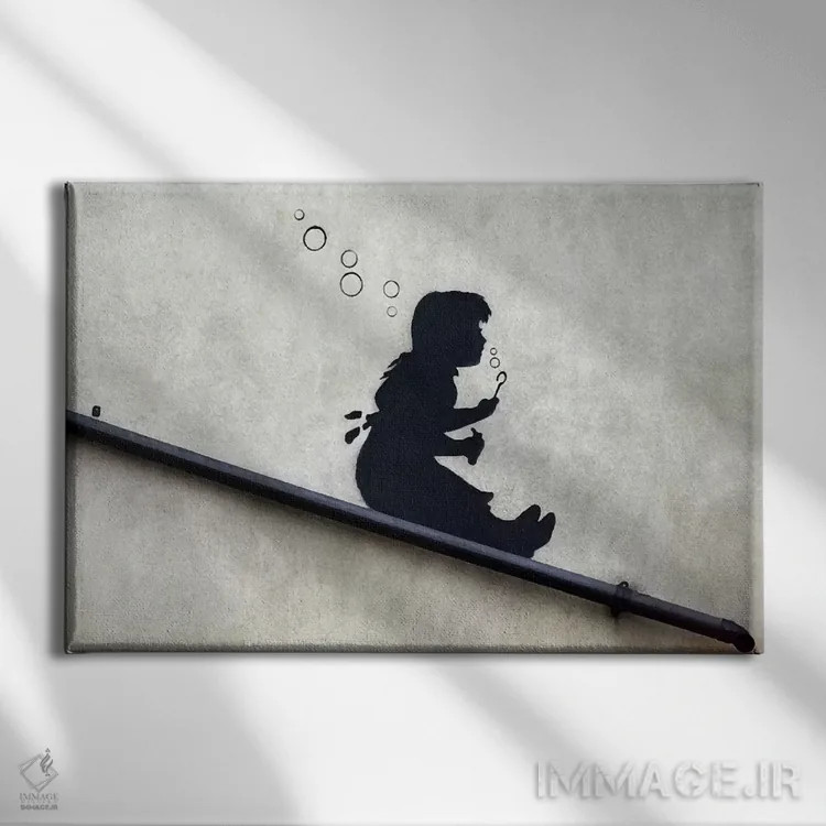 تابلو دختر حبابی اثر هنرمند ناشناس - نمای روبهرو روی دیوار