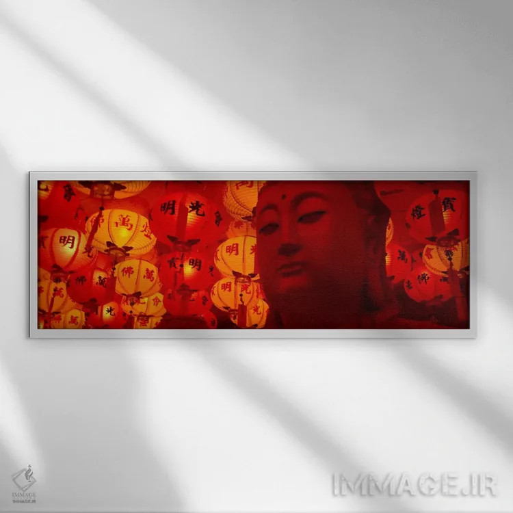 تابلو مجسمه بودا (پانوراما) اثر هنرمند ناشناس - نمای قابدار سفید