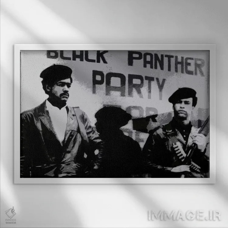 تابلو حزب پلنگ سیاه (جنبش سیاسی) اثر هنرمند ناشناس - نمای قابدار سفید