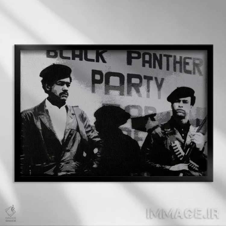 تابلو حزب پلنگ سیاه (جنبش سیاسی) اثر هنرمند ناشناس - نمای قابدار مشکی