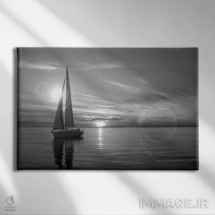 تابلو قایق بادبانی اثر هنرمند ناشناس - نمای روبهرو روی دیوار