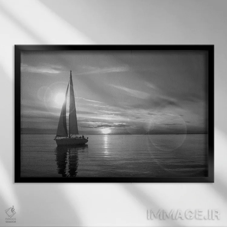 تابلو قایق بادبانی اثر هنرمند ناشناس - نمای قابدار مشکی