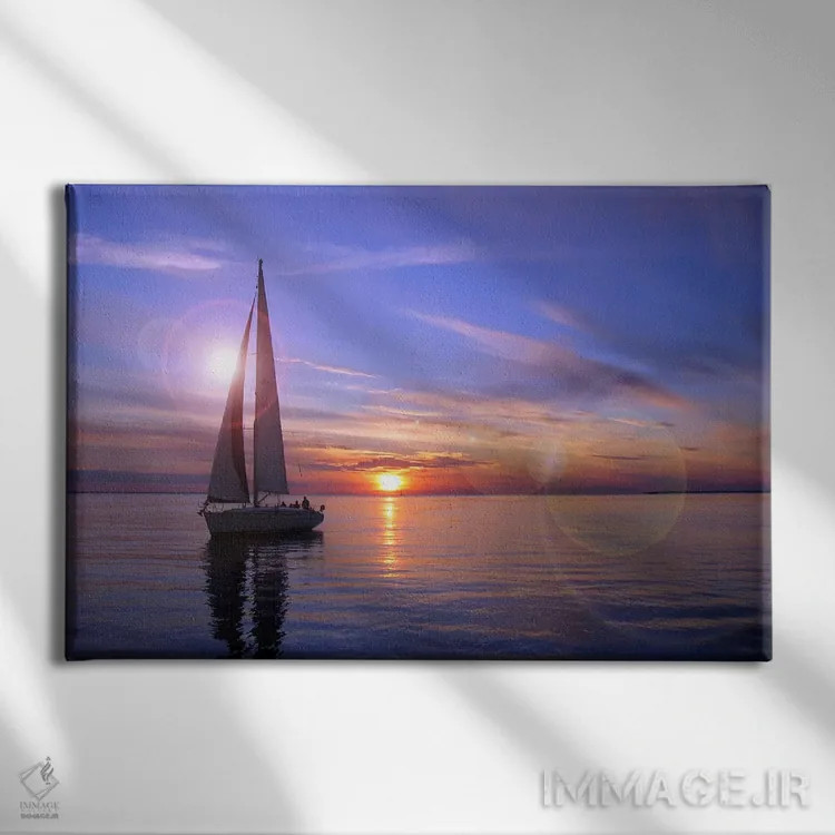 تابلو قایق بادبانی اثر هنرمند ناشناس - نمای روبهرو روی دیوار