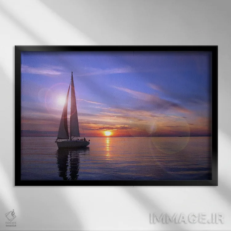 تابلو قایق بادبانی اثر هنرمند ناشناس - نمای قابدار مشکی