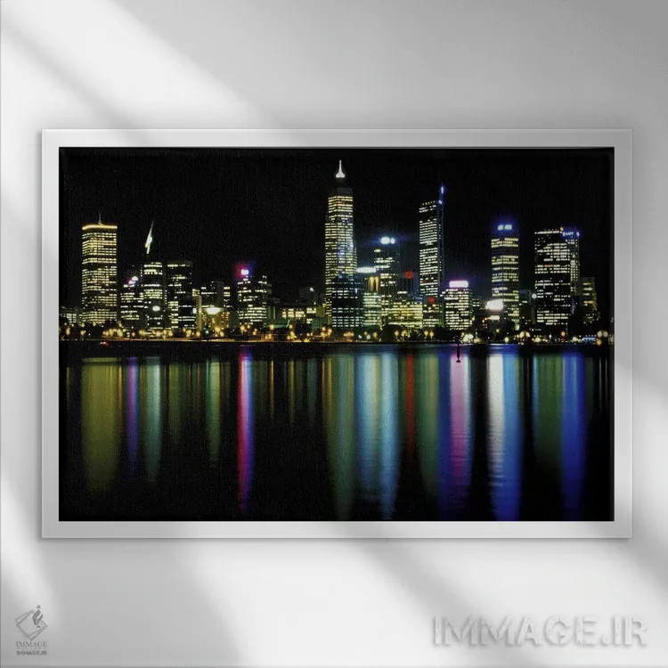 تابلو چراغهای مرکز شهر اثر هنرمند ناشناس - نمای قابدار سفید