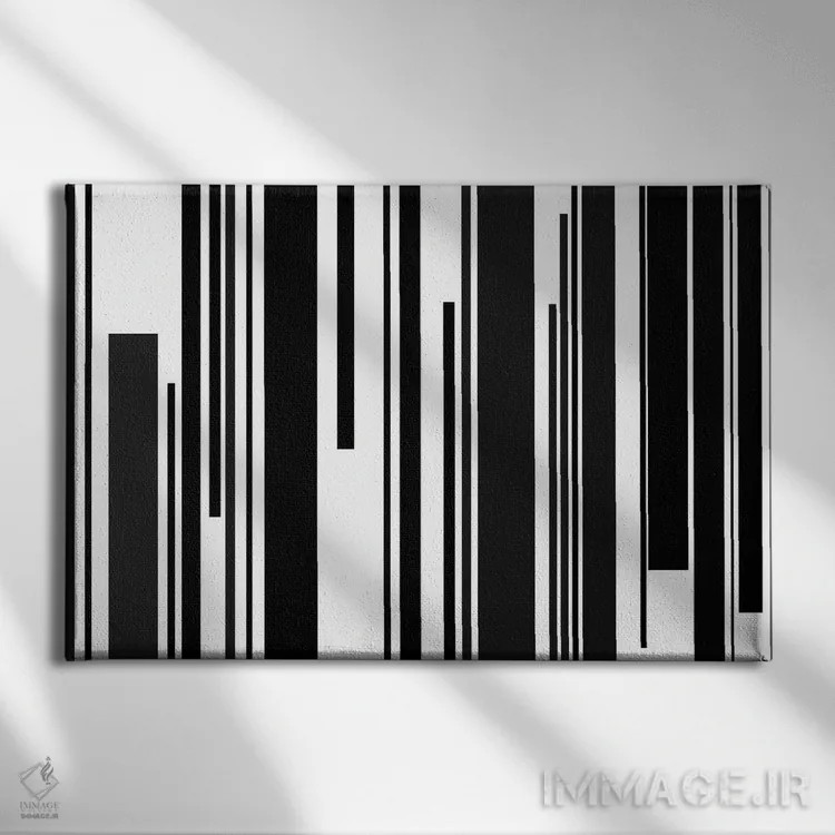 تابلو کلیدهای پیانوی سیاه و سفید اثر فایو بای فایو کالکتیو - نمای روبهرو روی دیوار