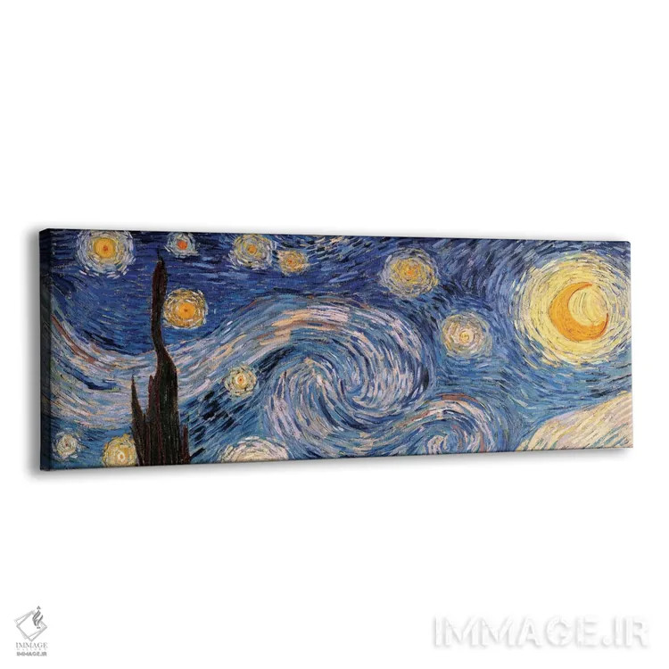 تابلو شب پرستاره (پانوراما) اثر ونسان ون گوگ (نقاش مشهور هلندی پستامپرسیونیسم) - نمای پرسپکتیو محصول