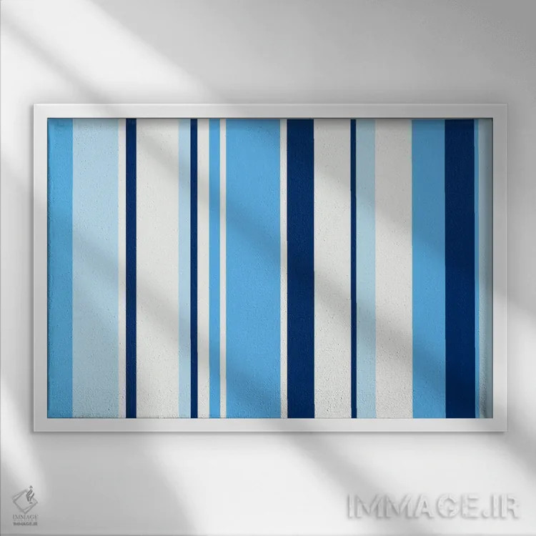 تابلو آبی روشن اصیل اثر فایو بای فایو کالکتیو - نمای قابدار سفید