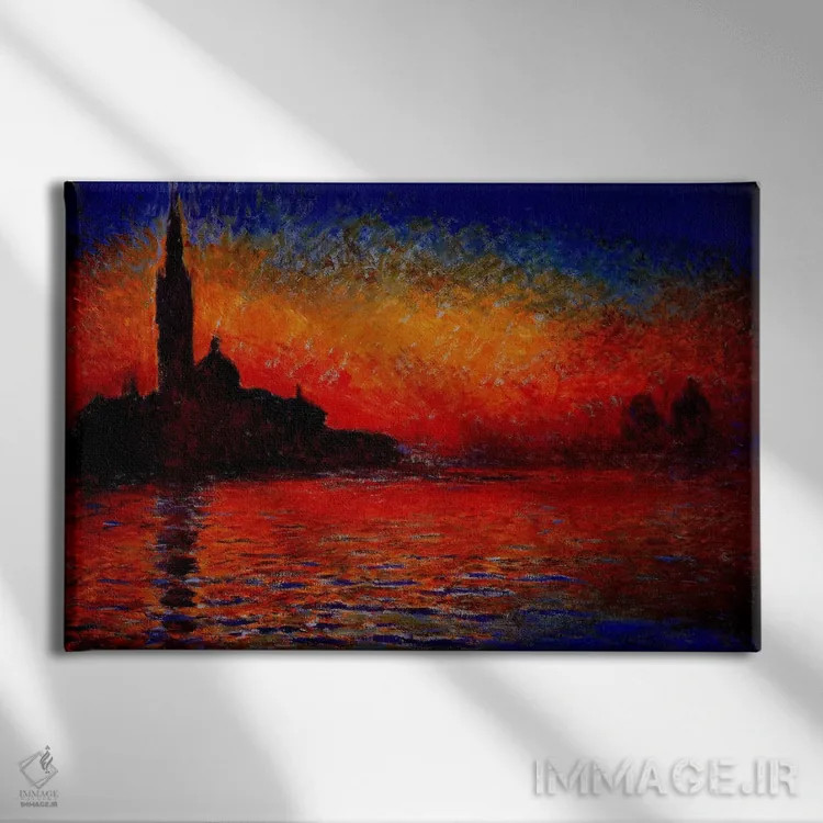 تابلو غروب در ونیز اثر کلود مونه (نقاش معروف فرانسوی) - نمای روبهرو روی دیوار