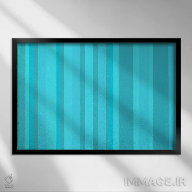 تابلو آبی فیروزهای-آبی دریایی اثر فایو بای فایو کالکتیو - نمای قابدار مشکی