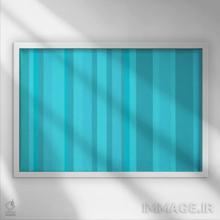 تابلو آبی فیروزهای-آبی دریایی اثر فایو بای فایو کالکتیو - نمای قابدار سفید