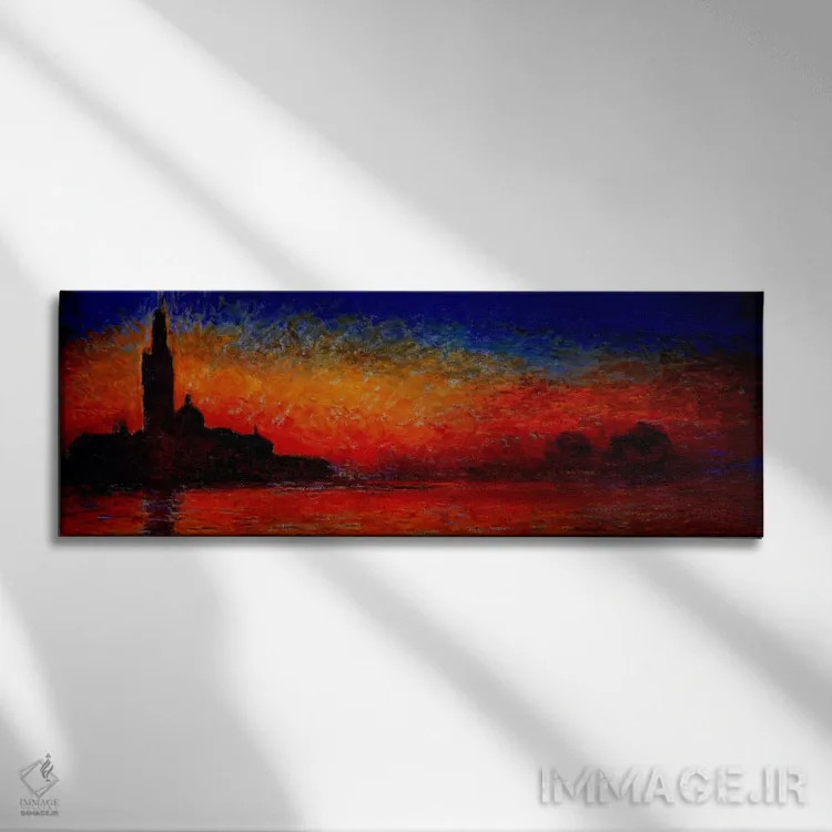 تابلو غروب در ونیز (پانوراما) اثر کلود مونه (نقاش معروف فرانسوی) - نمای روبهرو روی دیوار