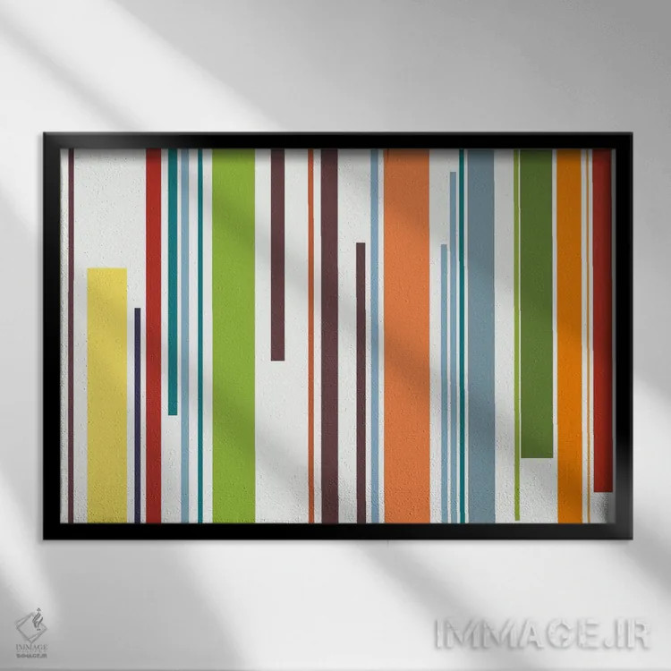 تابلو کلیدهای پیانو پاستلی اثر فایو بای فایو کالکتیو - نمای قابدار مشکی