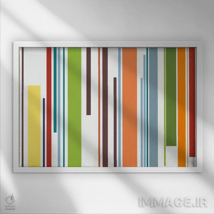 تابلو کلیدهای پیانو پاستلی اثر فایو بای فایو کالکتیو - نمای قابدار سفید