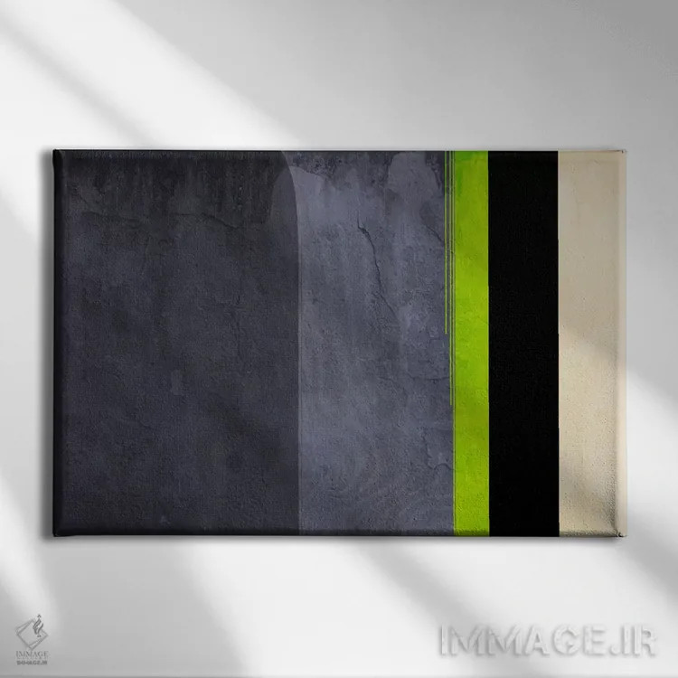 تابلو خاکستری سبز ملون عسلی اثر فایو بای فایو کالکتیو - نمای روبهرو روی دیوار