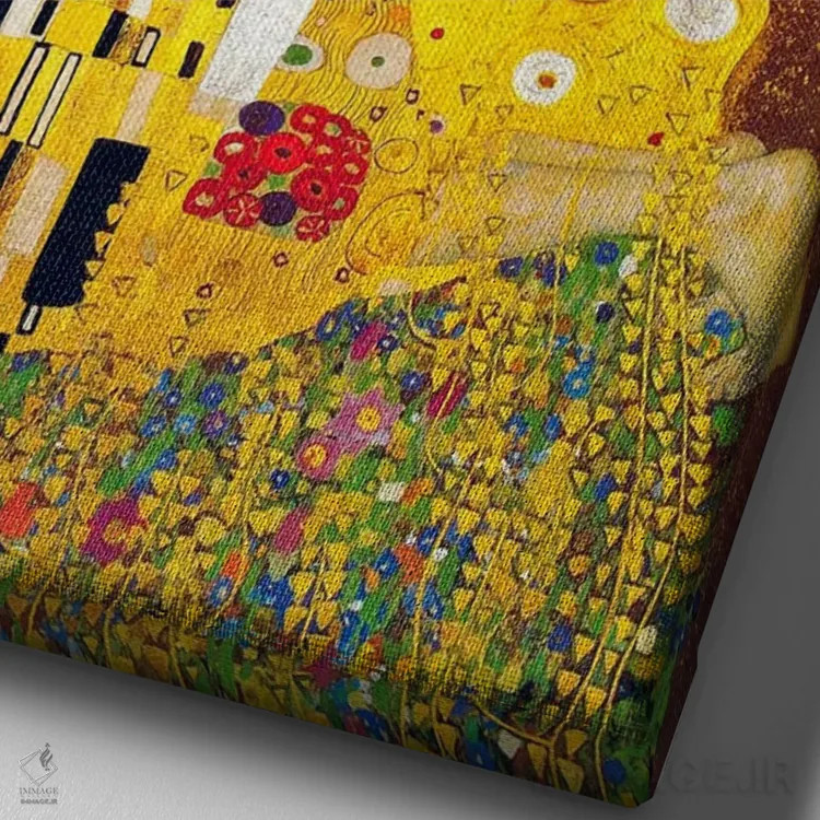 تابلو بوسه اثر گوستاو کلیمت - نمای نزدیک بافت بوم