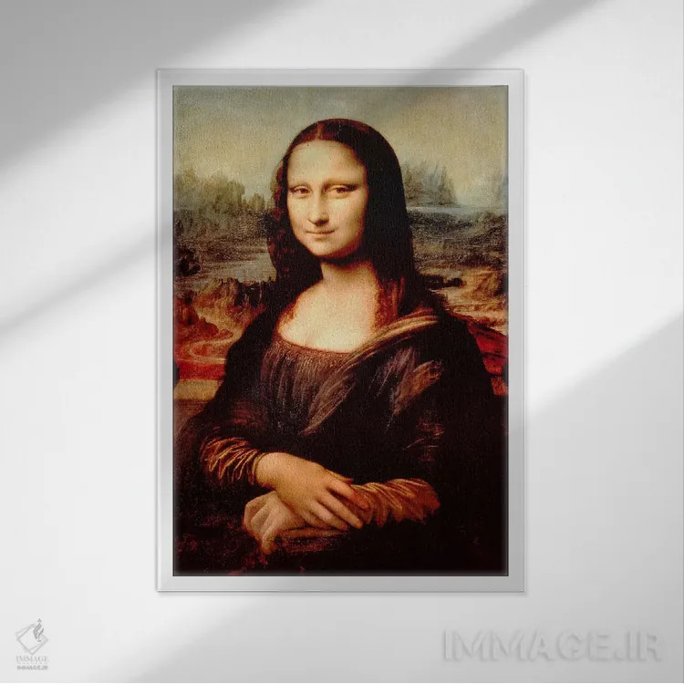 تابلو مونالیزا اثر لئوناردو داوینچی (نقاش و مخترع ایتالیایی) - نمای قابدار سفید