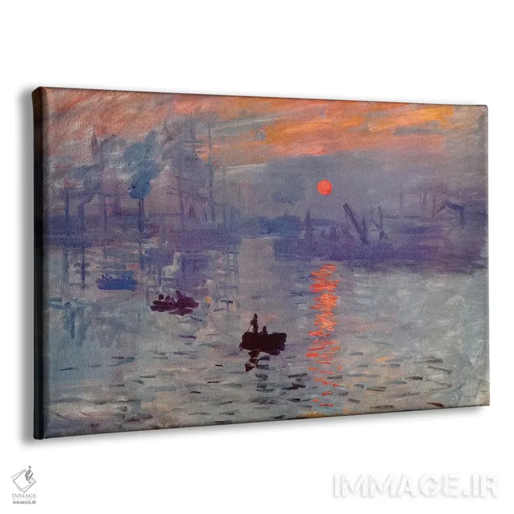 تابلو برداشت از طلوع خورشید اثر کلود مونه (نقاش معروف فرانسوی) - نمای پرسپکتیو محصول