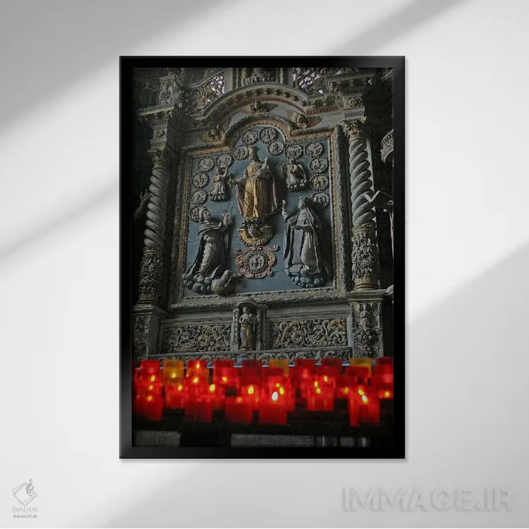 تابلو نور کاتولیک (ایماژ معنویتی) اثر هنرمند ناشناس - نمای قابدار مشکی