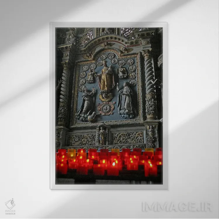 تابلو نور کاتولیک (ایماژ معنویتی) اثر هنرمند ناشناس - نمای قابدار سفید