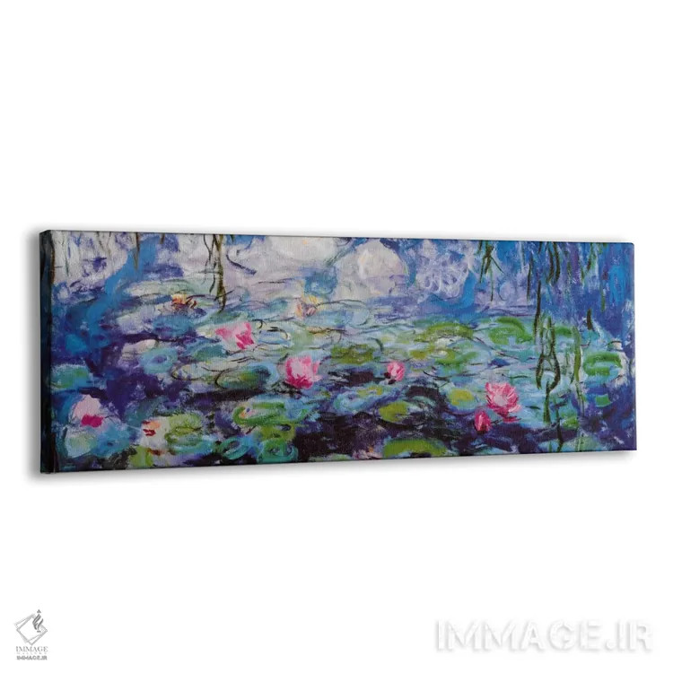 تابلو نیلوفرهای آبی (پانوراما) اثر کلود مونه (نقاش معروف فرانسوی) - نمای پرسپکتیو محصول