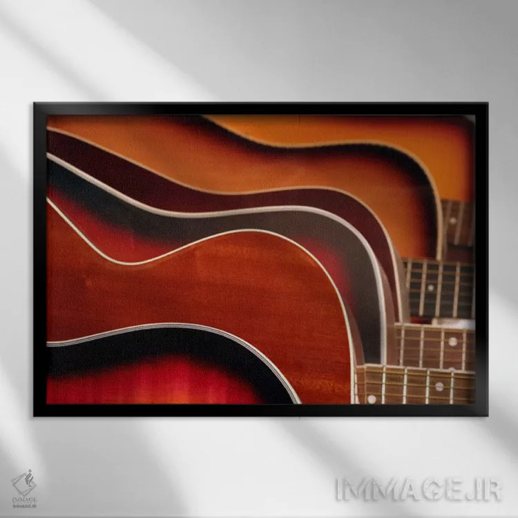 تابلو گیتار آکوستیک اثر هنرمند ناشناس - نمای قابدار مشکی