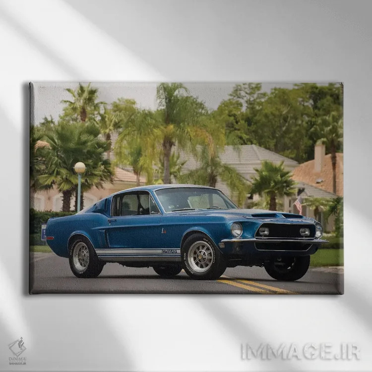 تابلو شلبی GT500KR فستبک ۱۹۶۸ (خودرو) اثر هنرمند ناشناس - نمای روبهرو روی دیوار