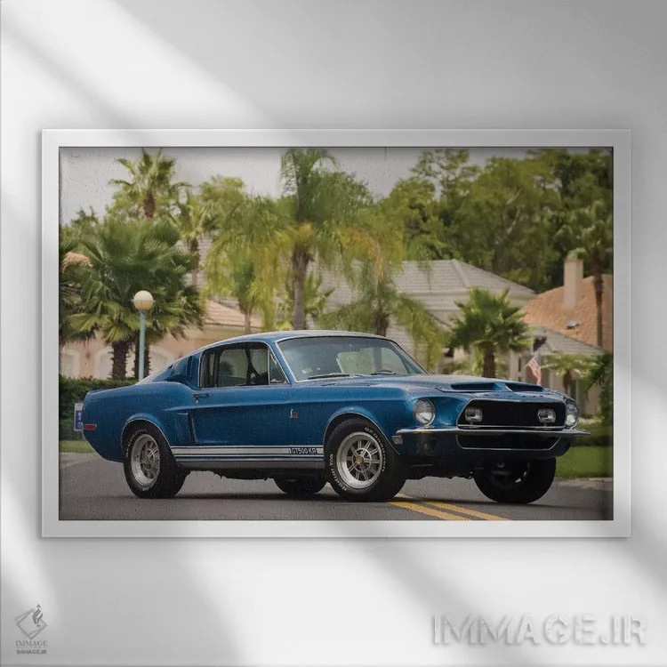 تابلو شلبی GT500KR فستبک ۱۹۶۸ (خودرو) اثر هنرمند ناشناس - نمای قابدار سفید