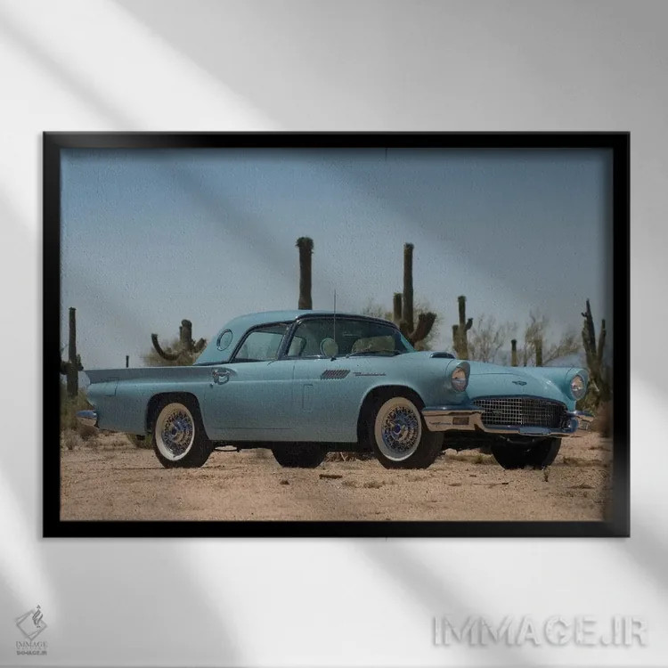 تابلو فورد تاندر برد ۱۹۵۷ (خودرو) اثر هنرمند ناشناس - نمای قابدار مشکی