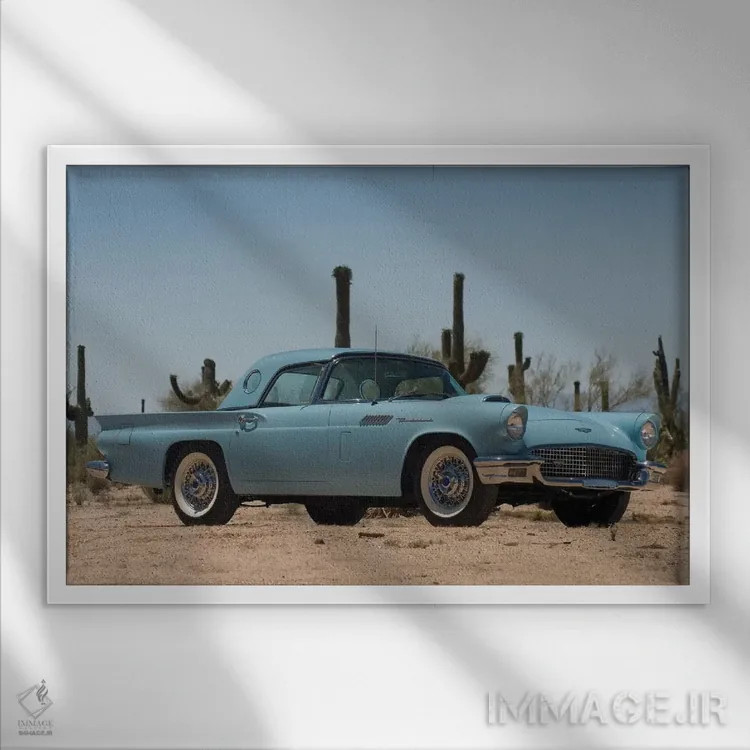 تابلو فورد تاندر برد ۱۹۵۷ (خودرو) اثر هنرمند ناشناس - نمای قابدار سفید
