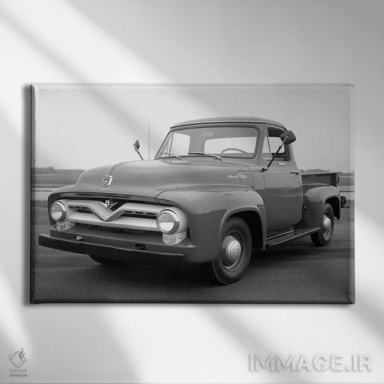 تابلو وانت فورد F-100 مدل ۱۹۵۳ اثر هنرمند ناشناس - نمای روبهرو روی دیوار