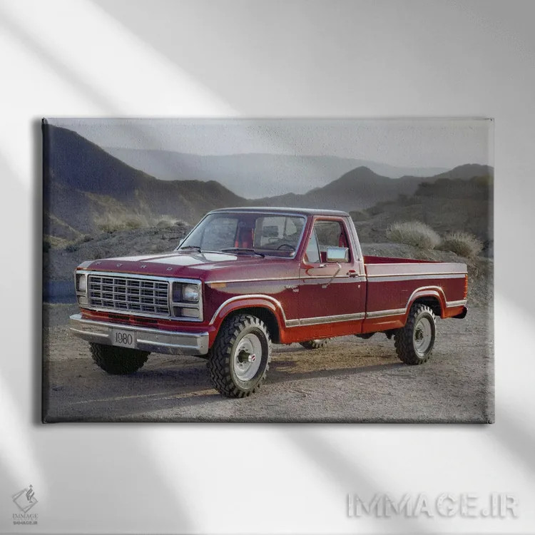 تابلو فورد F-250 رنجر ۱۹۸۰ اثر هنرمند ناشناس - نمای روبهرو روی دیوار