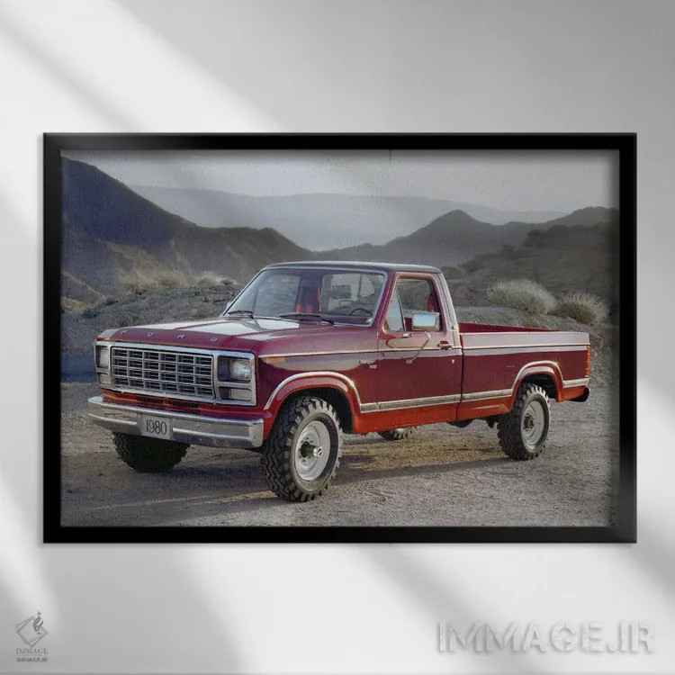 تابلو فورد F-250 رنجر ۱۹۸۰ اثر هنرمند ناشناس - نمای قابدار مشکی