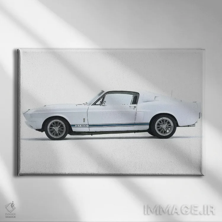 تابلو شلبی موستانگ GT500 مدل ۱۹۶۷ اثر هنرمند ناشناس - نمای روبهرو روی دیوار