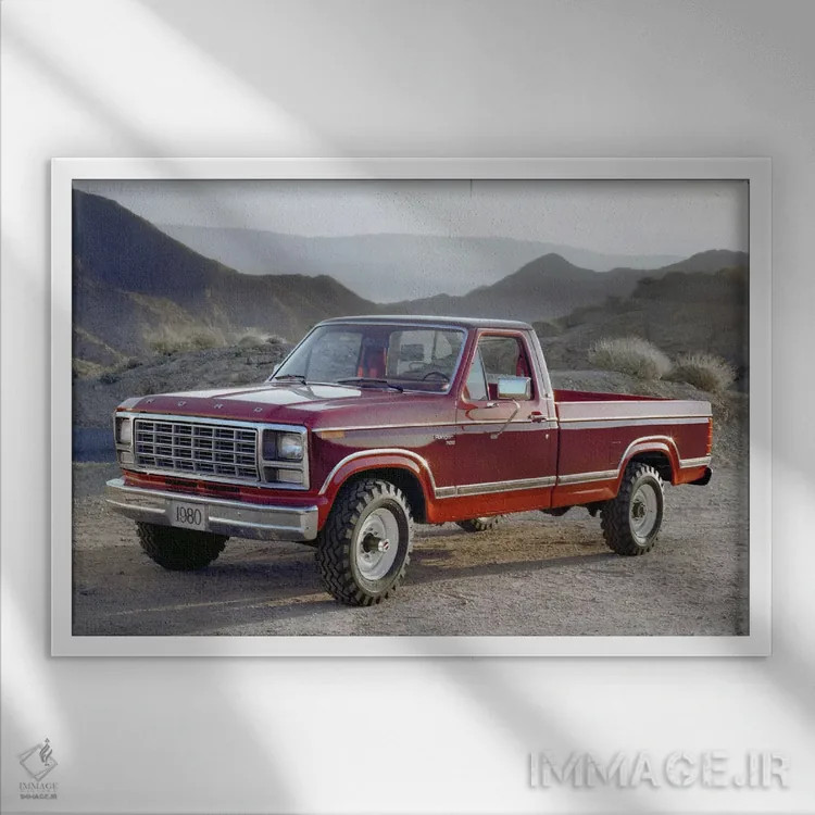 تابلو فورد F-250 رنجر ۱۹۸۰ اثر هنرمند ناشناس - نمای قابدار سفید