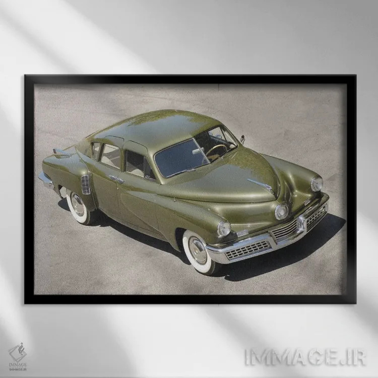تابلو تاکر سدان ۱۹۴۸ (خودرو) اثر هنرمند ناشناس - نمای قابدار مشکی