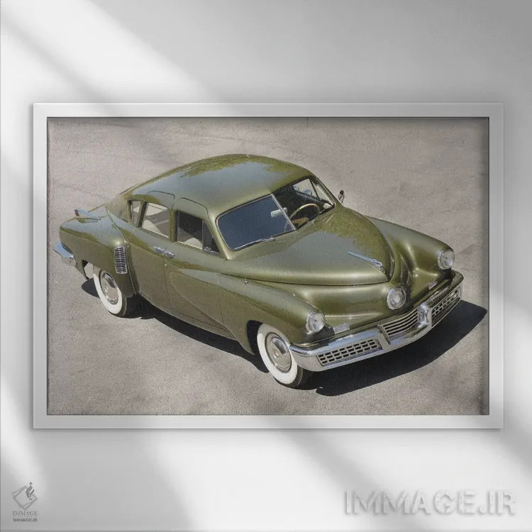 تابلو تاکر سدان ۱۹۴۸ (خودرو) اثر هنرمند ناشناس - نمای قابدار سفید