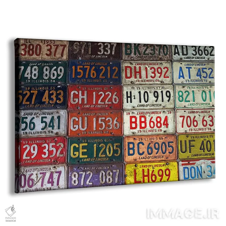 تابلو پلاکهای ایالتی خودرو اثر هنرمند ناشناس - نمای پرسپکتیو محصول