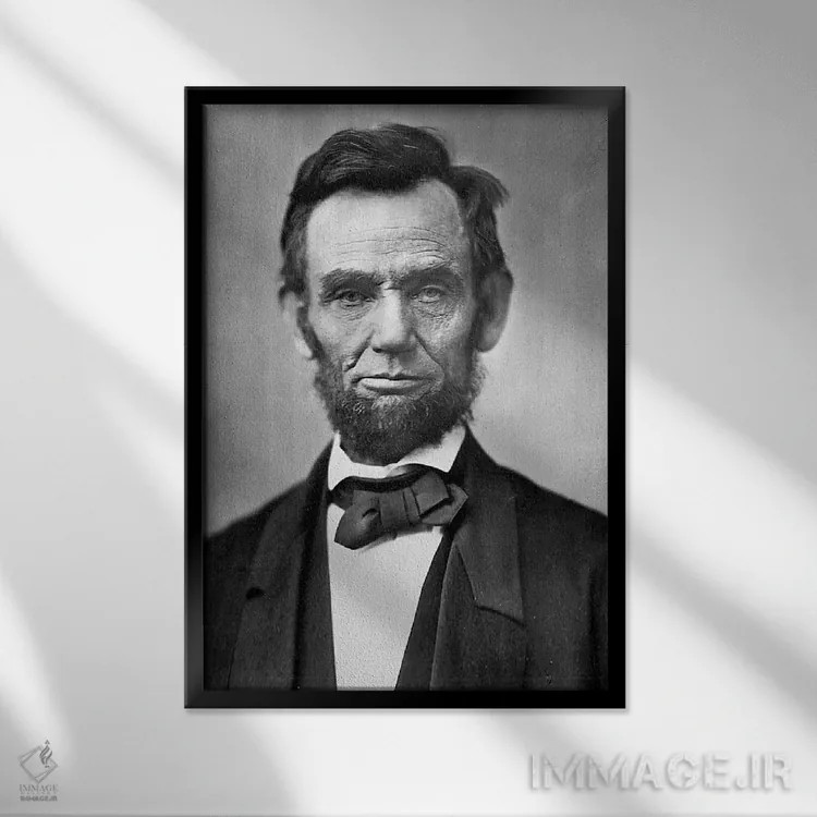 تابلو پرترهٔ آبراهام لینکلن اثر هنرمند ناشناس - نمای قابدار مشکی