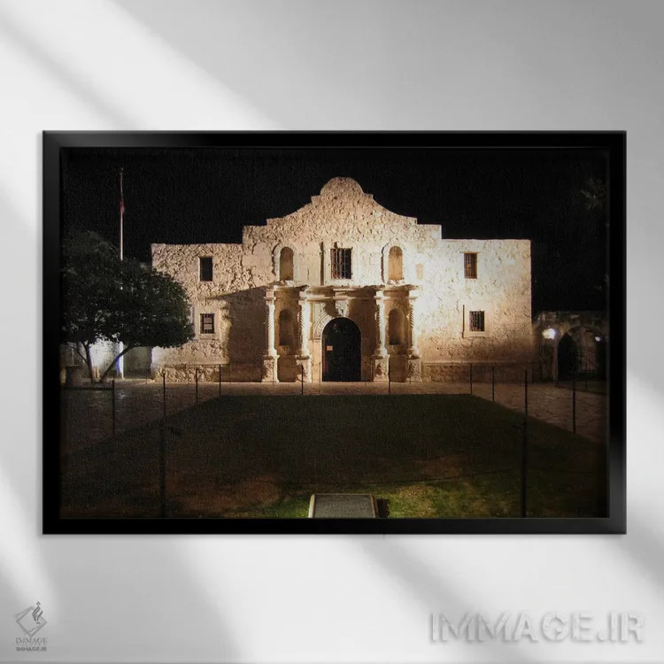تابلو آلامو (دژ معروف تگزاس) اثر هنرمند ناشناس - نمای قابدار مشکی