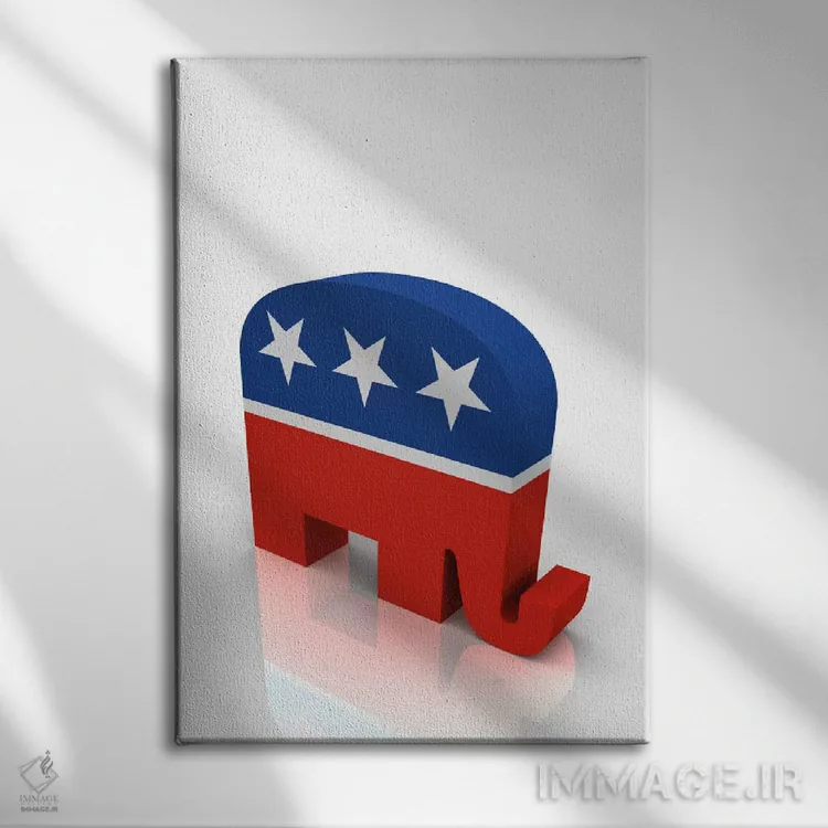 تابلو نماد فیل حزب جمهوریخواه (آمریکا) اثر هنرمند ناشناس - نمای روبهرو روی دیوار