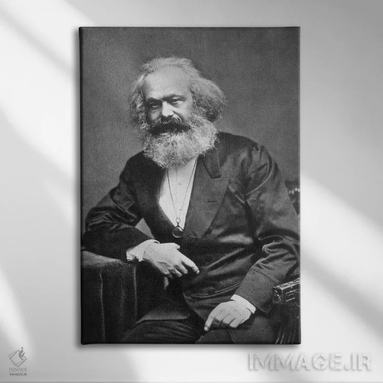 تابلو پرترهٔ کارل مارکس اثر هنرمند ناشناس - نمای روبهرو روی دیوار