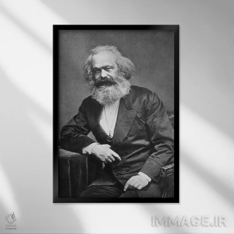 تابلو پرترهٔ کارل مارکس اثر هنرمند ناشناس - نمای قابدار مشکی