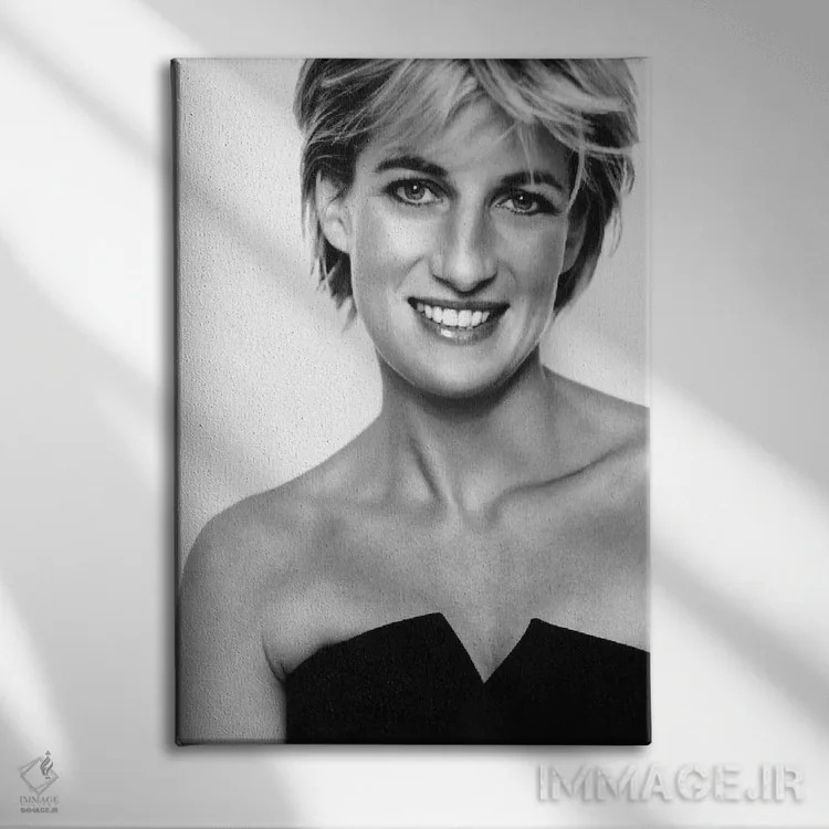 تابلو پرترهٔ پرنسس دایانا اثر هنرمند ناشناس - نمای روبهرو روی دیوار