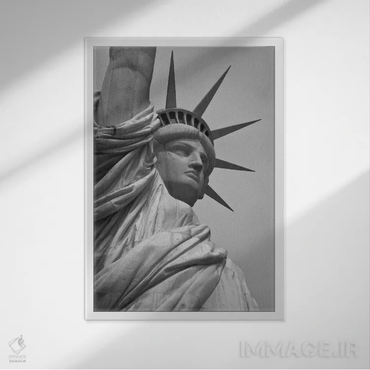 تابلو تندیس آزادی (سیاه و سفید) اثر هنرمند ناشناس - نمای قابدار سفید