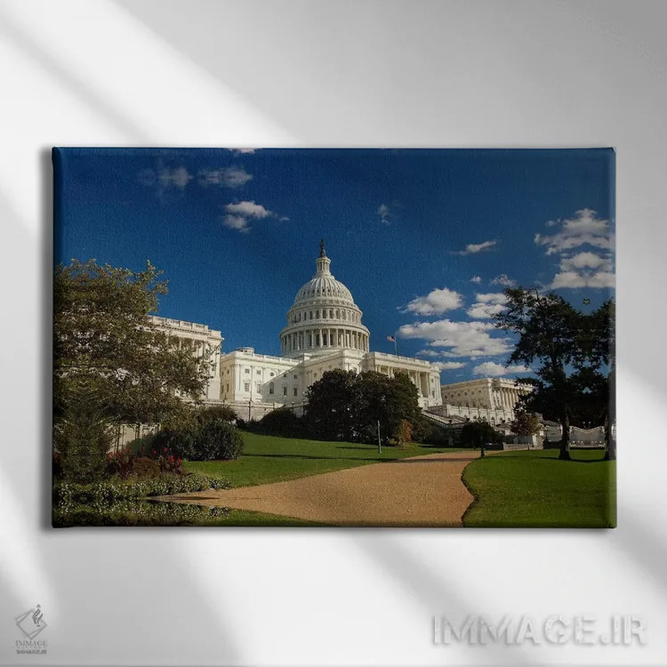 تابلو ساختمان کپیتال (کنگرهٔ آمریکا) اثر هنرمند ناشناس - نمای روبهرو روی دیوار